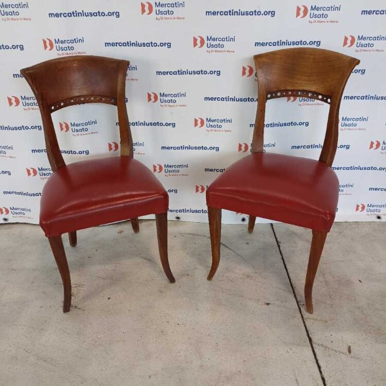 Coppia di Sedie stile Art Decò con seduta in Pelle