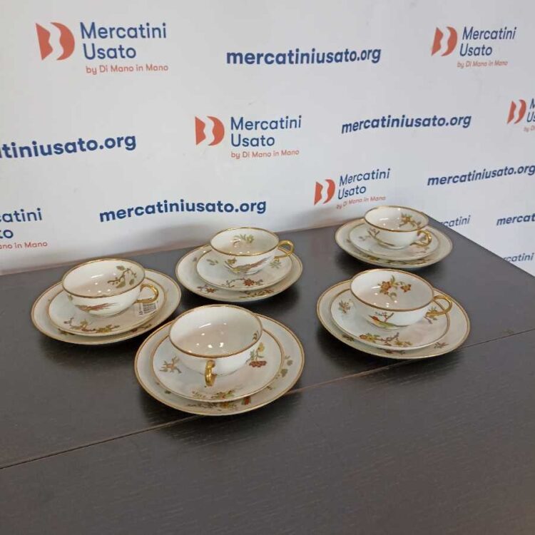5 Tazze da thè e 10 Piattini Pittoria di Doccia