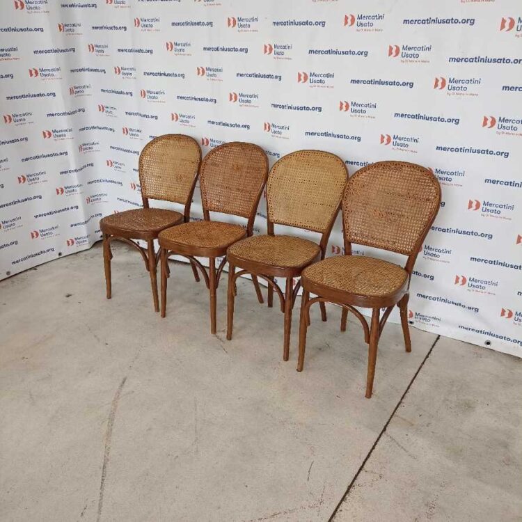4 Sedie stile Thonet in paglia di Vienna