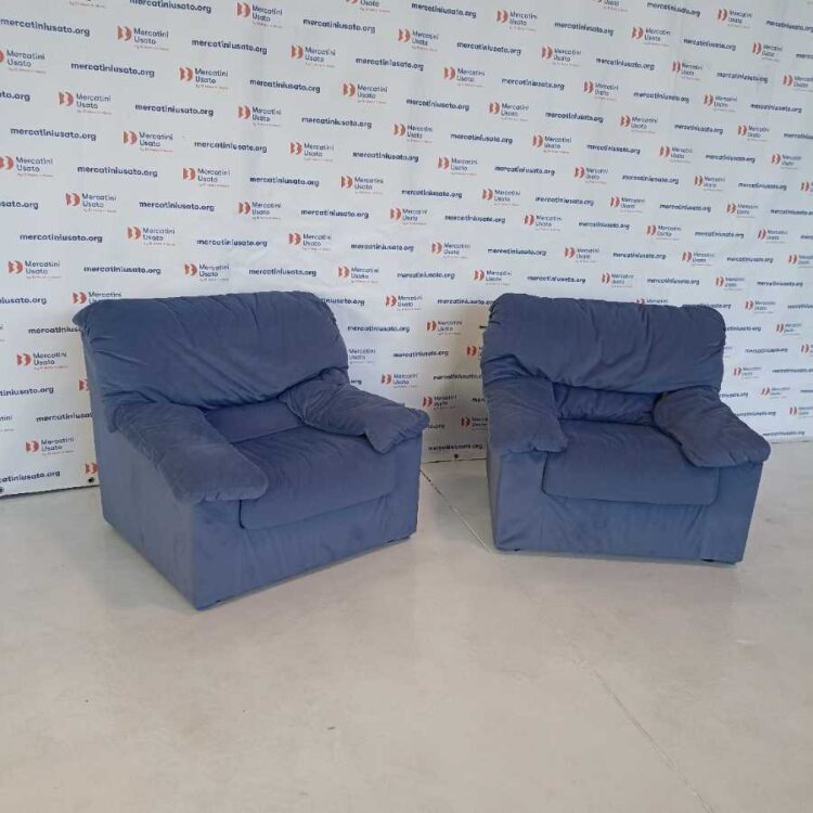 Coppia di Poltrone blu sfoderabili