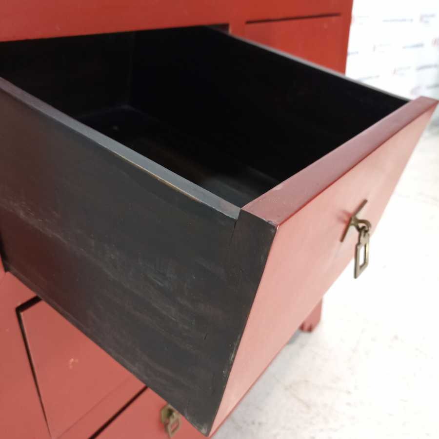 Cassettiera laccata Rossa stile Etnico - immagine 5