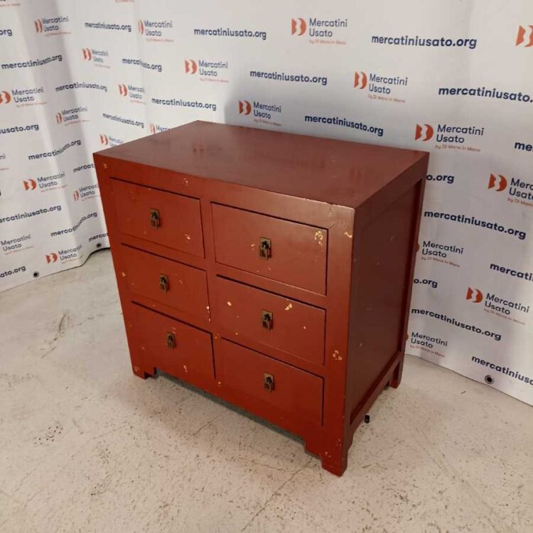 Cassettiera Etnica laccata Rossa