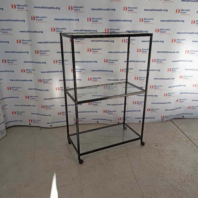 Scaffale su rotelle in vetro