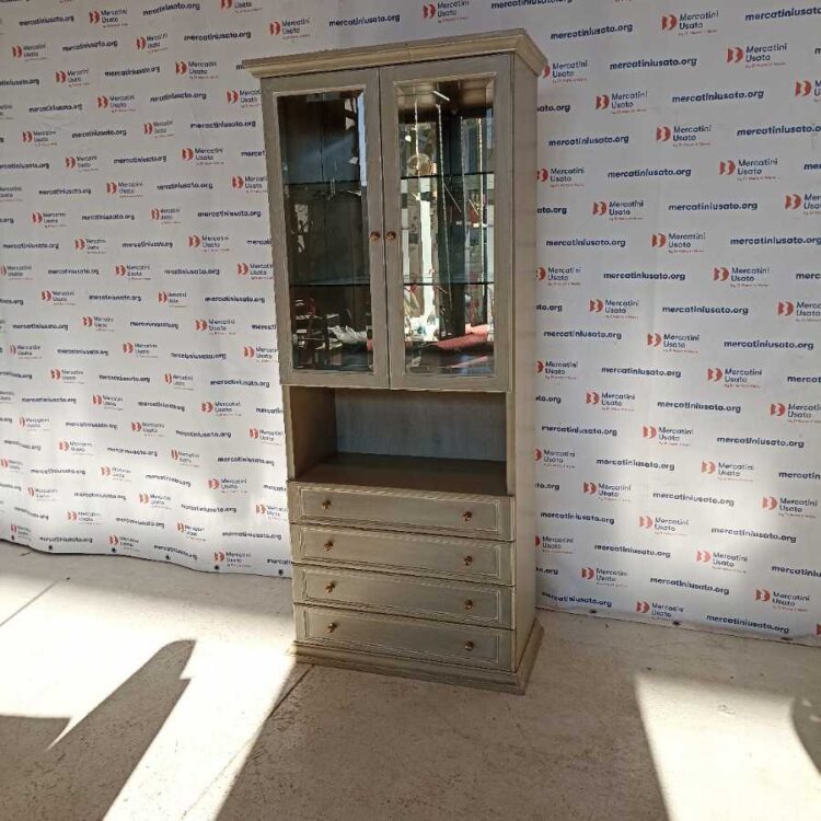 Vetrina con cassetti e ripiani in vetro