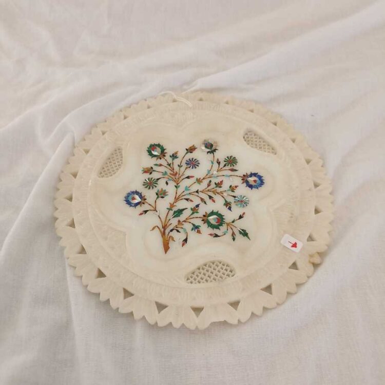 Piatto decorativo in marmo e mosaico in pietre