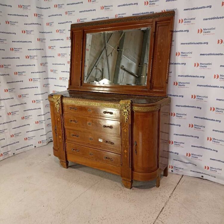 Cassettiera con marmo e specchio primi 900