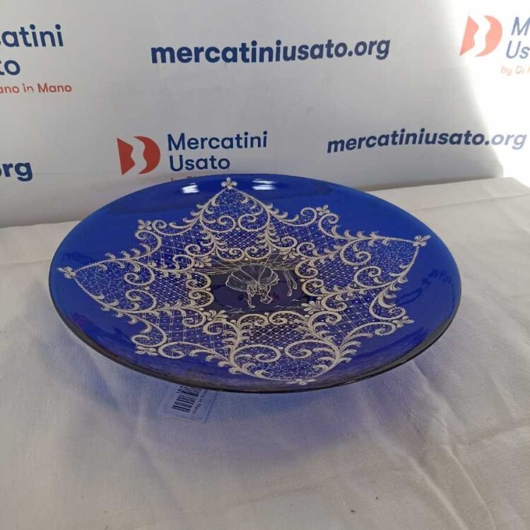 Piatto in vetro Murano con decoro a Pizzo