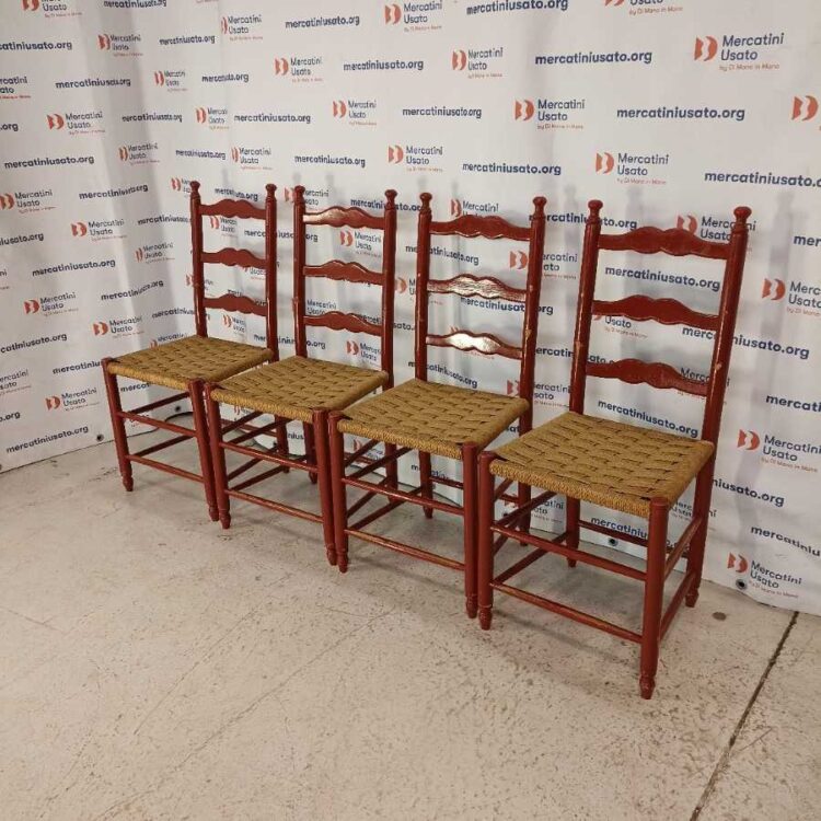 4 Sedie Laccate rosse
