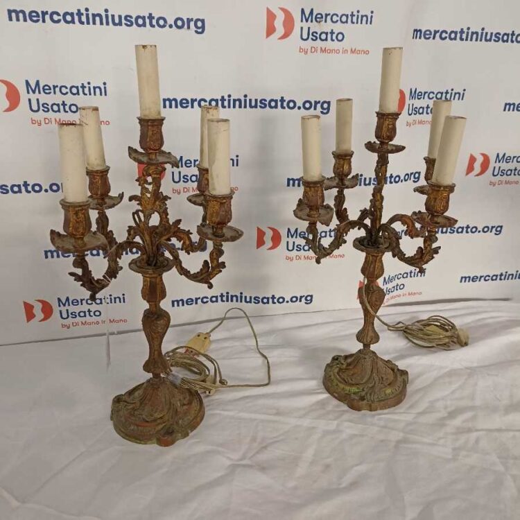 Coppia di Candelabri in ottone brunito