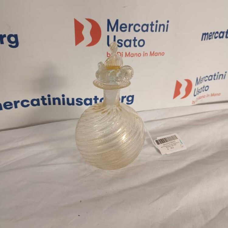 Bottiglia in vetro Murano a spirale con oro