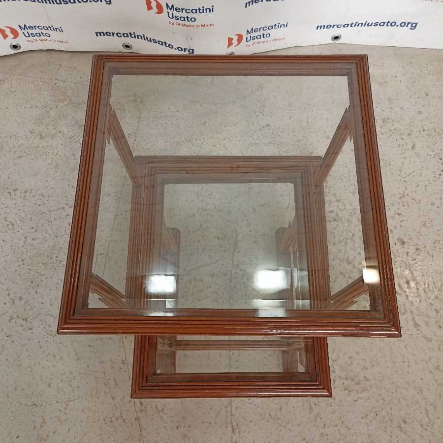 Coppia Tavolini impilabili con vetro molato - immagine 3