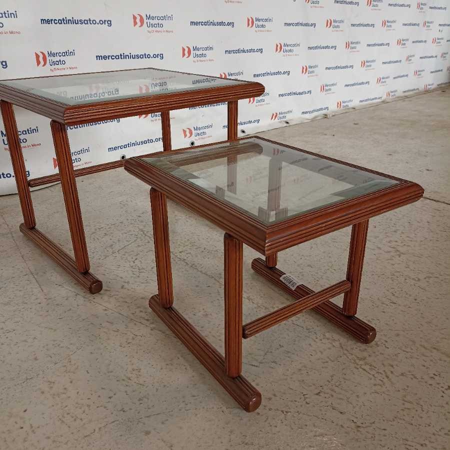 Coppia Tavolini impilabili con vetro molato - immagine 4