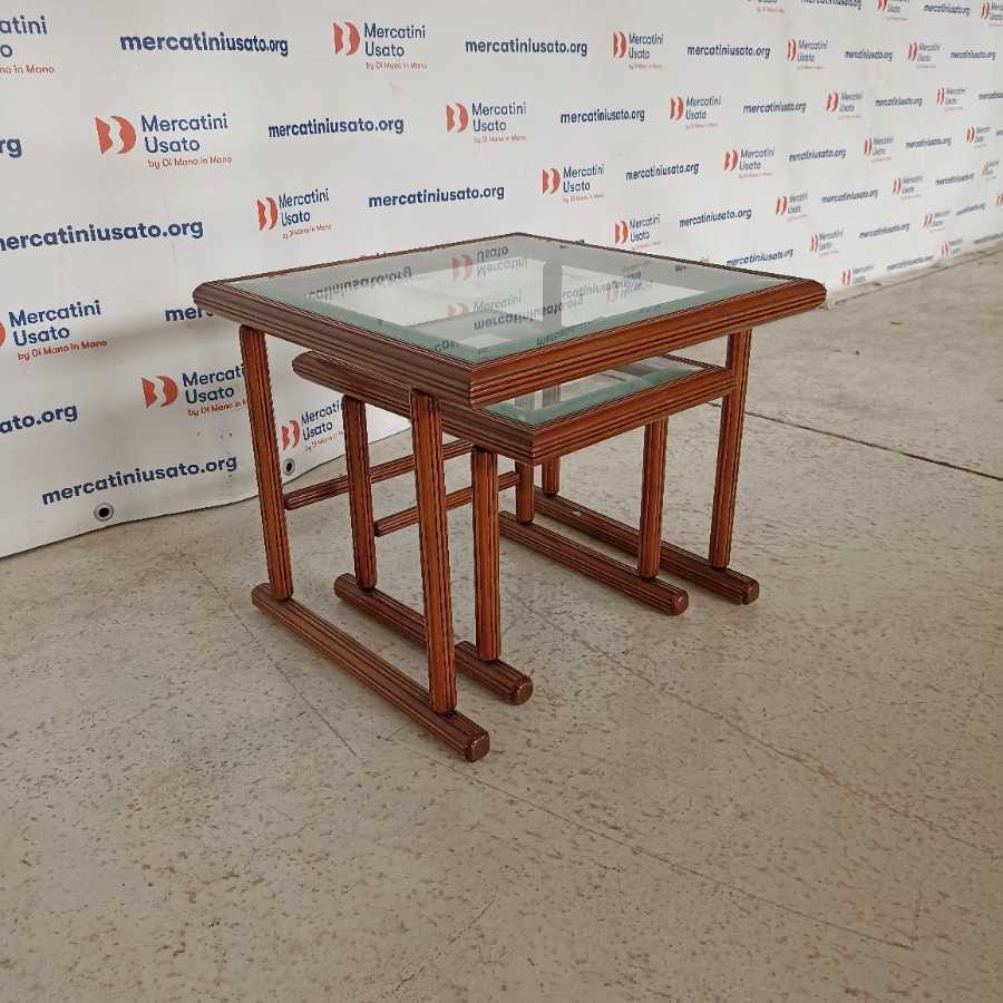 Coppia Tavolini impilabili con vetro molato - immagine 5