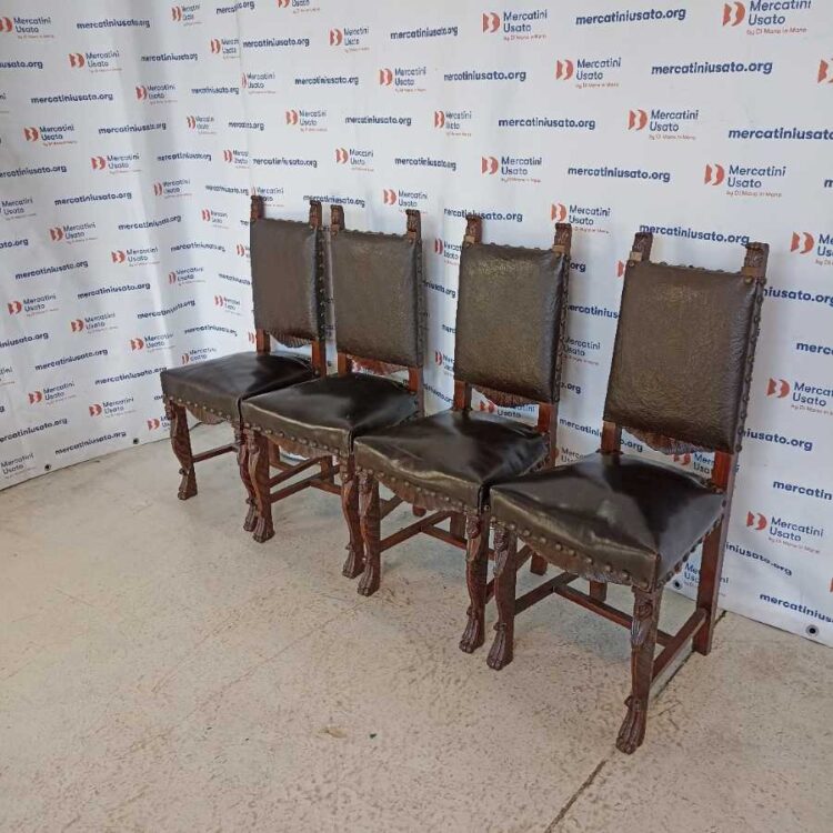 4 Sedie Intagliate stile Neorinascimento