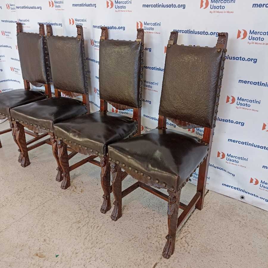 4 Sedie Intagliate stile Neorinascimento - immagine 3