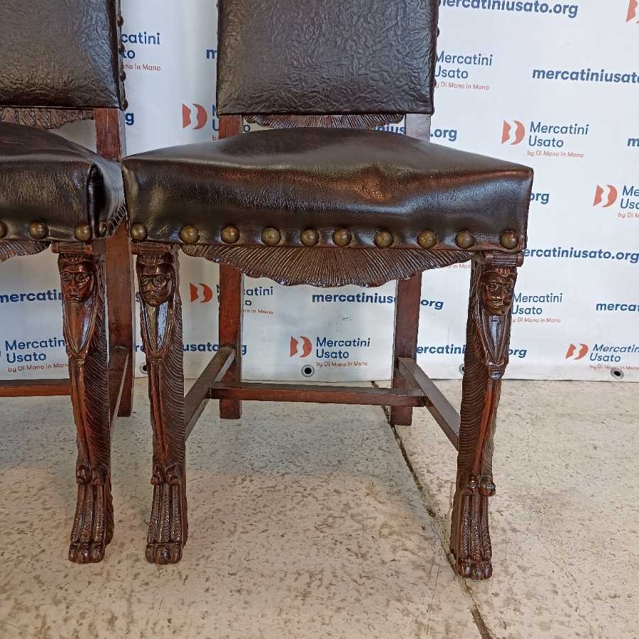 4 Sedie Intagliate stile Neorinascimento - immagine 5