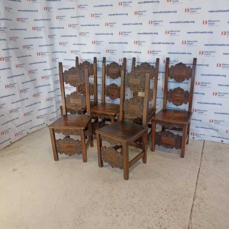 6 Sedie Neorinascimento in stile