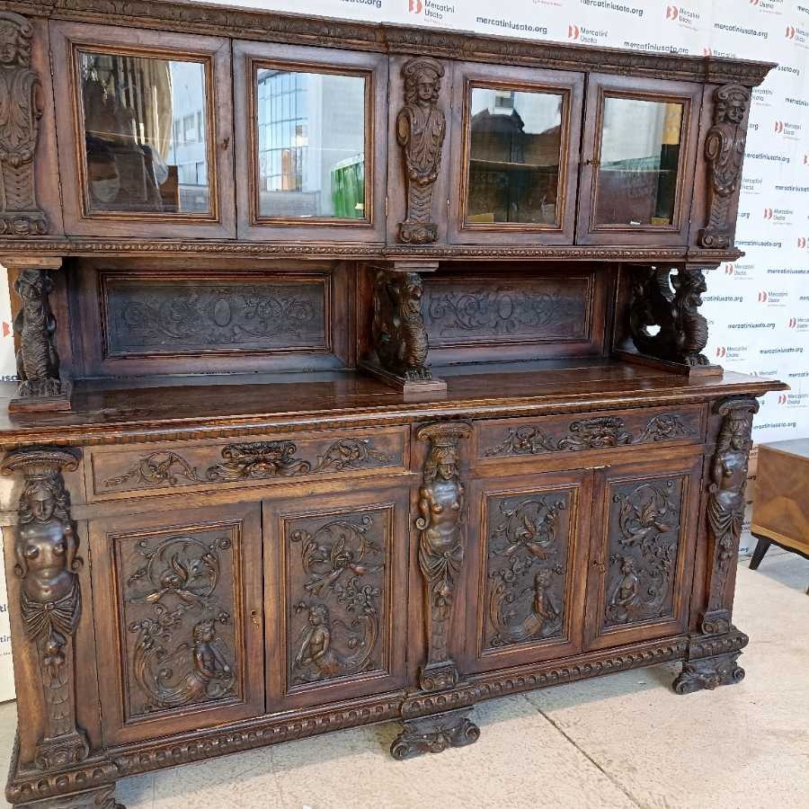 Credenza a doppio Neorinascimento - immagine 2