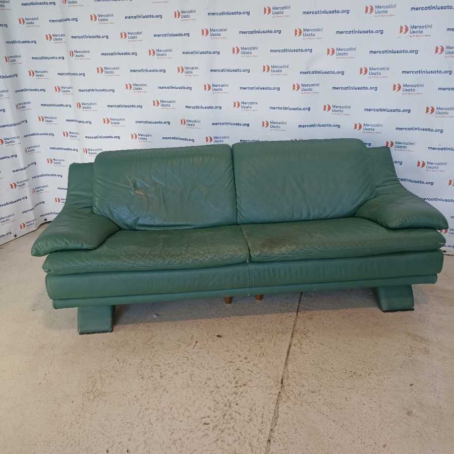 Divano Vintage in pelle verde - immagine 2