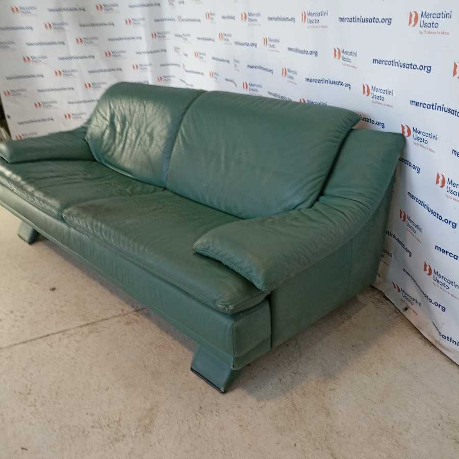 Divano Vintage in pelle verde - immagine 3