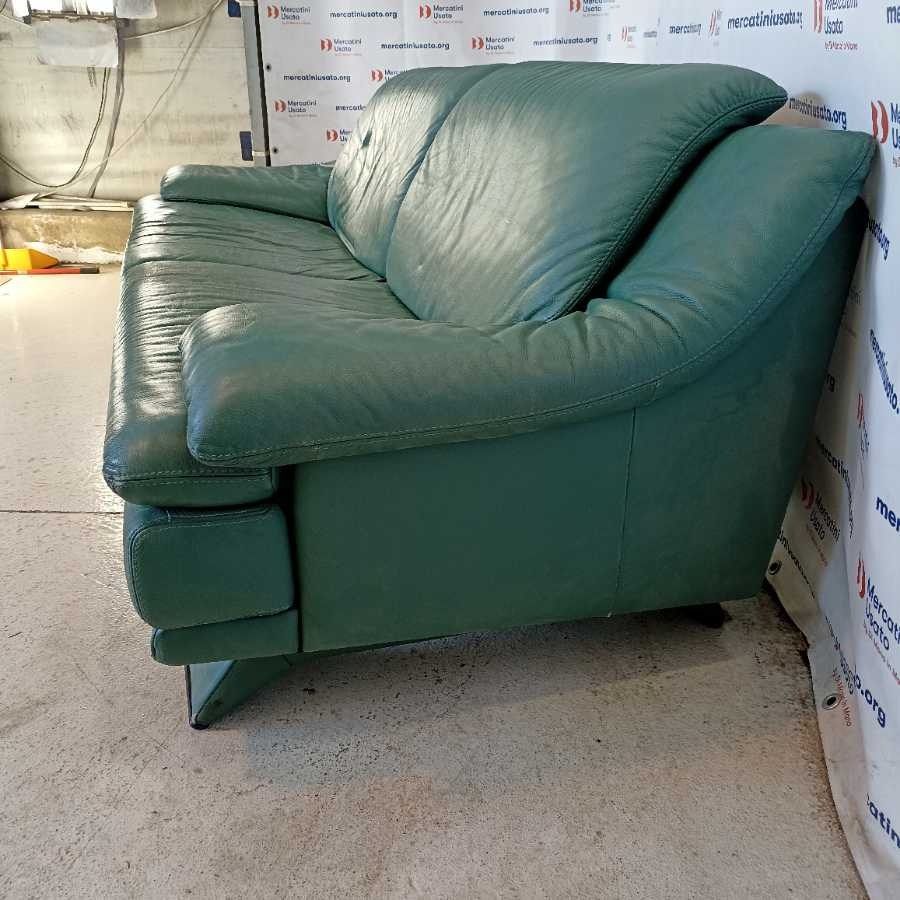 Divano Vintage in pelle verde - immagine 4