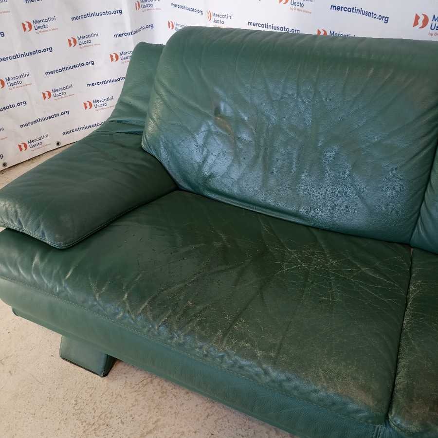Divano Vintage in pelle verde - immagine 5