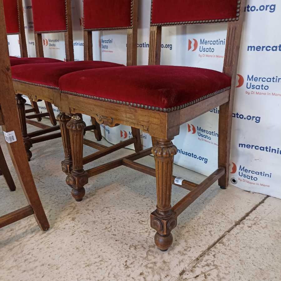 6 Sedie con velluto rosso in stile - immagine 5