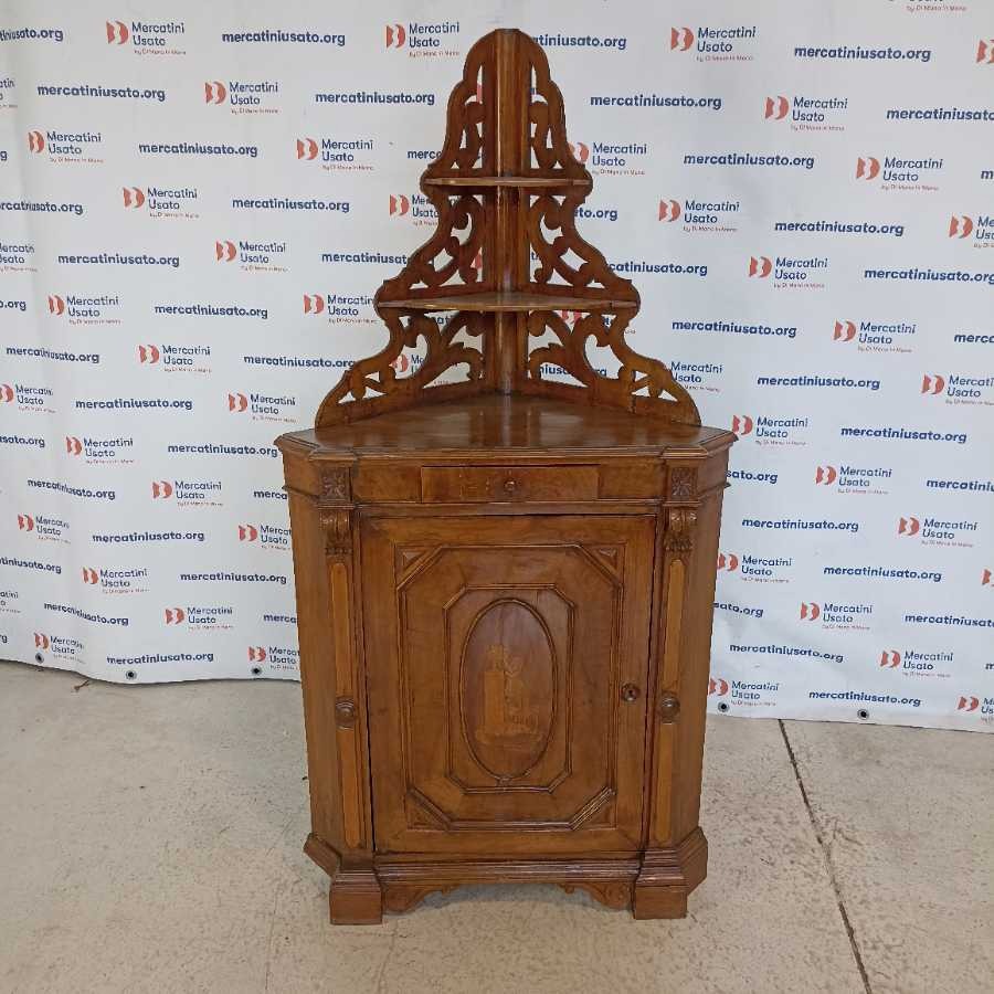 Angoliera Luigi Filippo in Noce con Alzatina Traforata - immagine 2