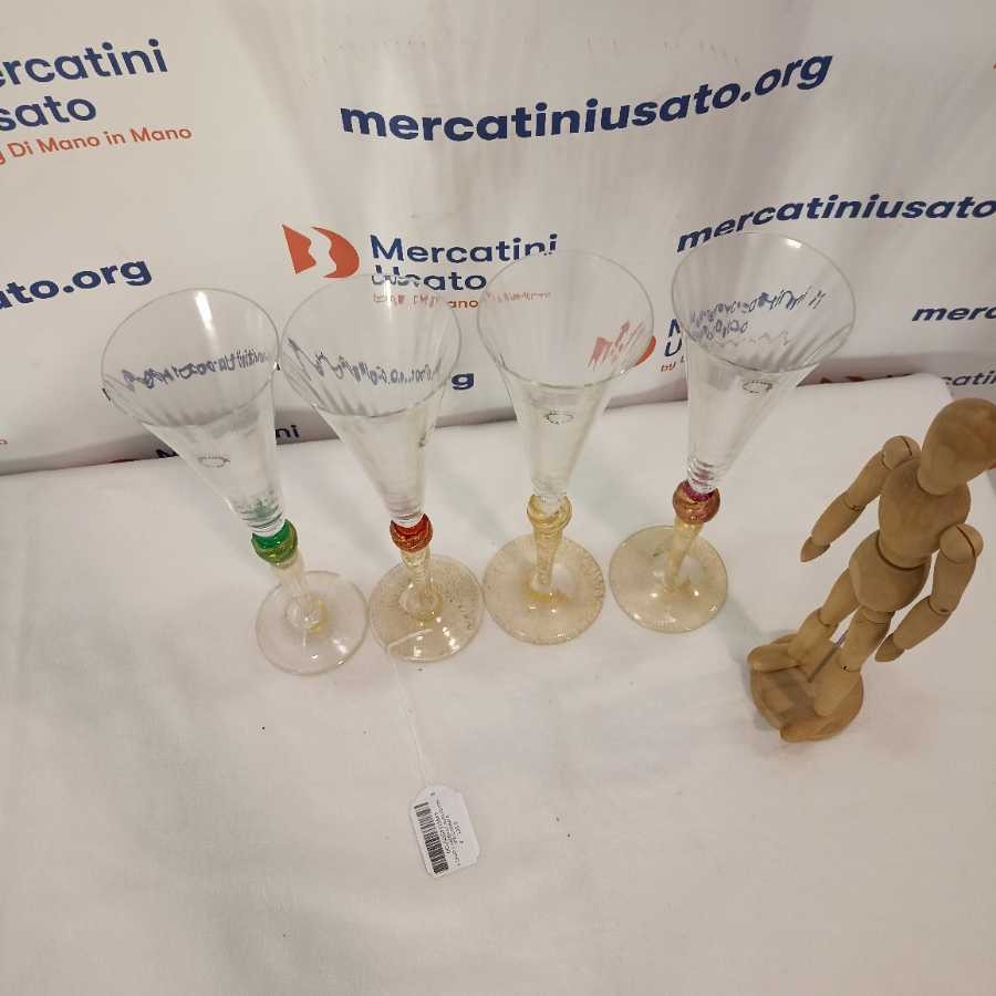 4 Calici V.Nason e C. Murano Con Stelo Dorato - immagine 3