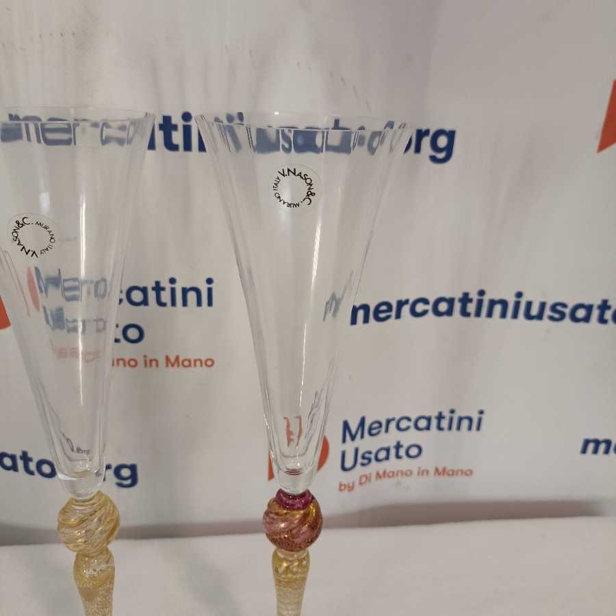 4 Calici V.Nason e C. Murano Con Stelo Dorato - immagine 4