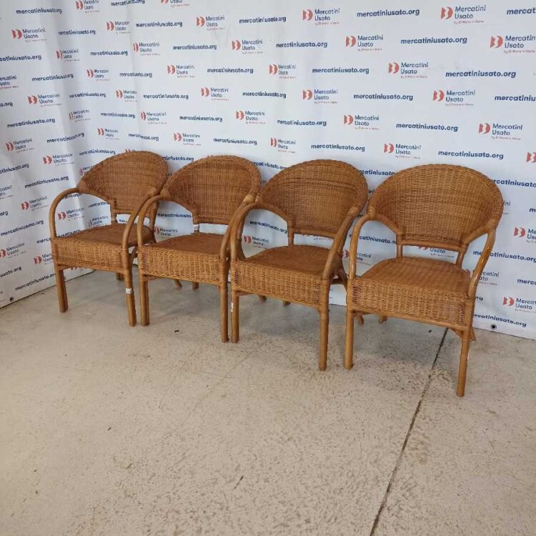 4 Poltrone in Rattan Vintage