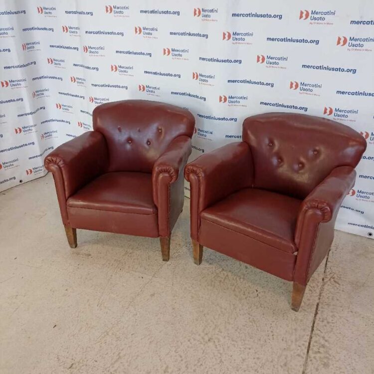 Coppia Poltrone in pelle Vintage