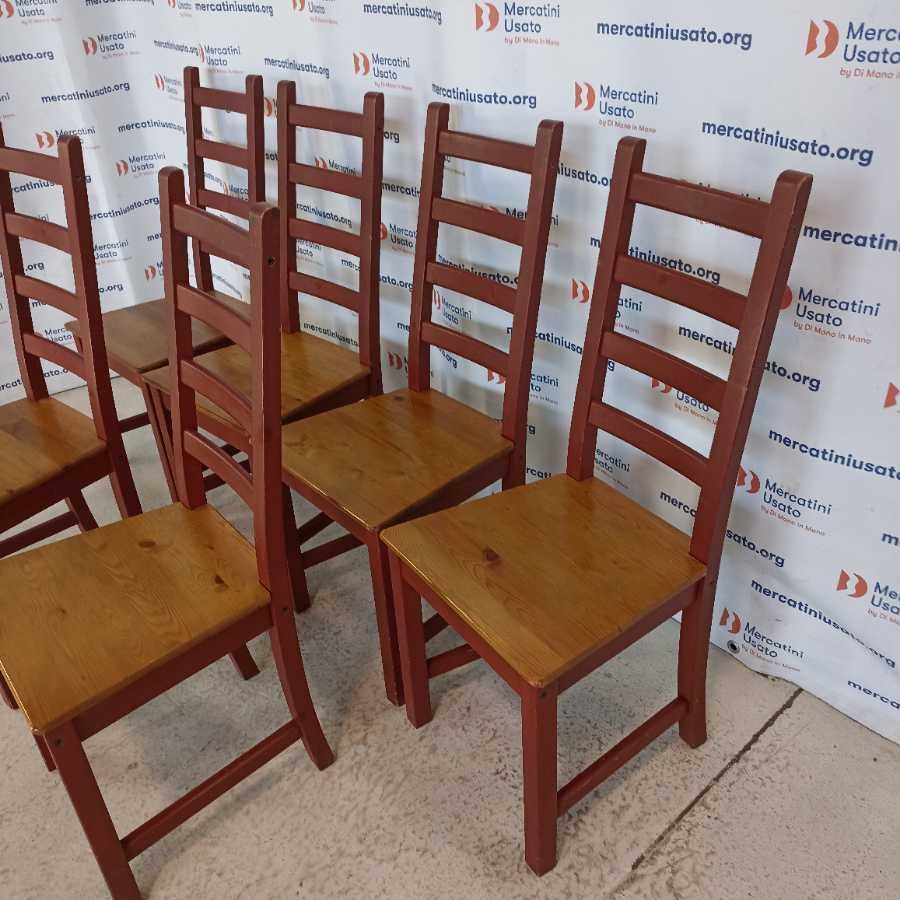 6 Sedie Rustiche stile Arte Povera - immagine 3