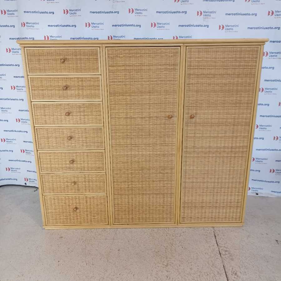Armadio Vintage rivestito in midollino - immagine 2