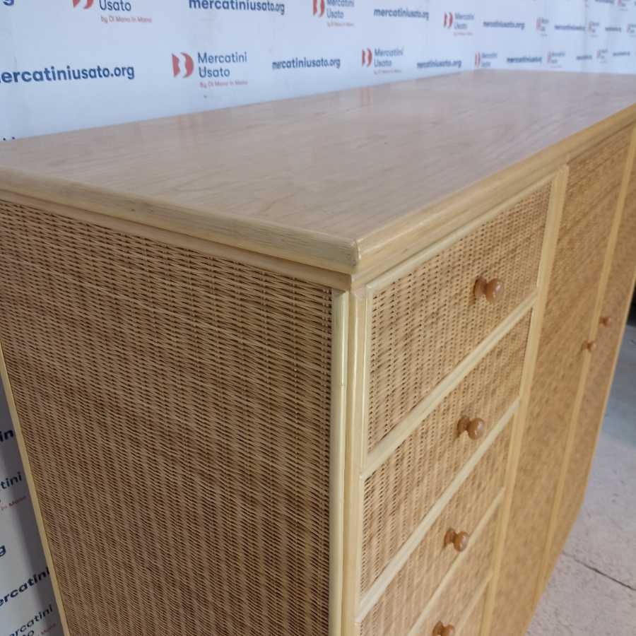 Armadio Vintage rivestito in midollino - immagine 3