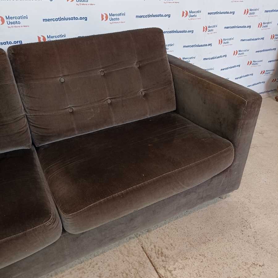 Divano 3 posti in velluto nero - immagine 4
