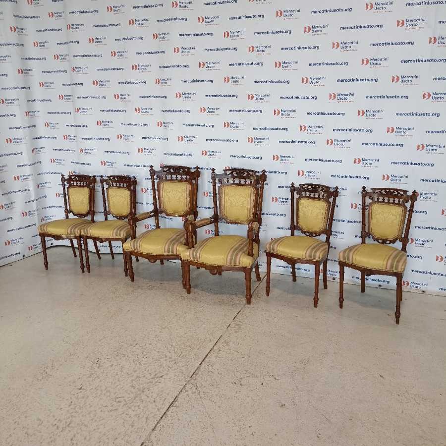 Set 4 Sedie e 2 poltrone antiche fine 800