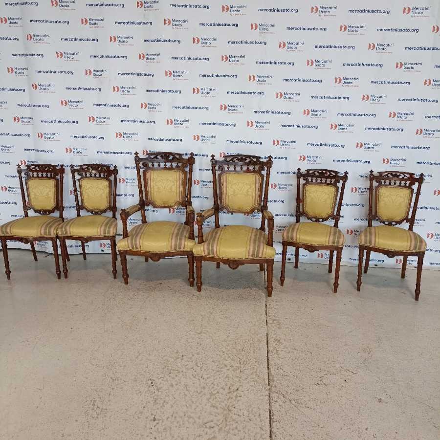 Set 4 Sedie e 2 poltrone antiche fine 800 - immagine 2