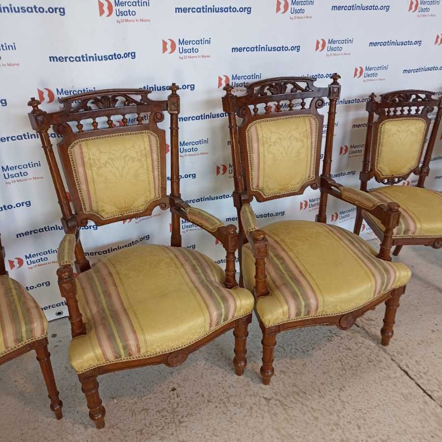 Set 4 Sedie e 2 poltrone antiche fine 800 - immagine 3