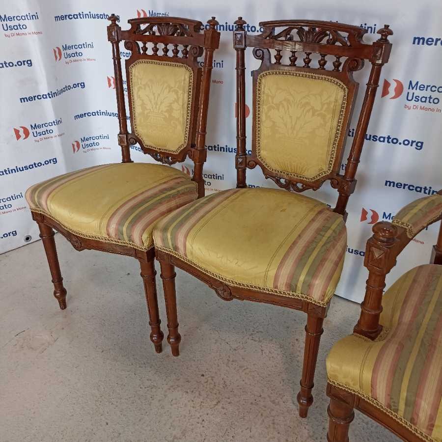 Set 4 Sedie e 2 poltrone antiche fine 800 - immagine 5