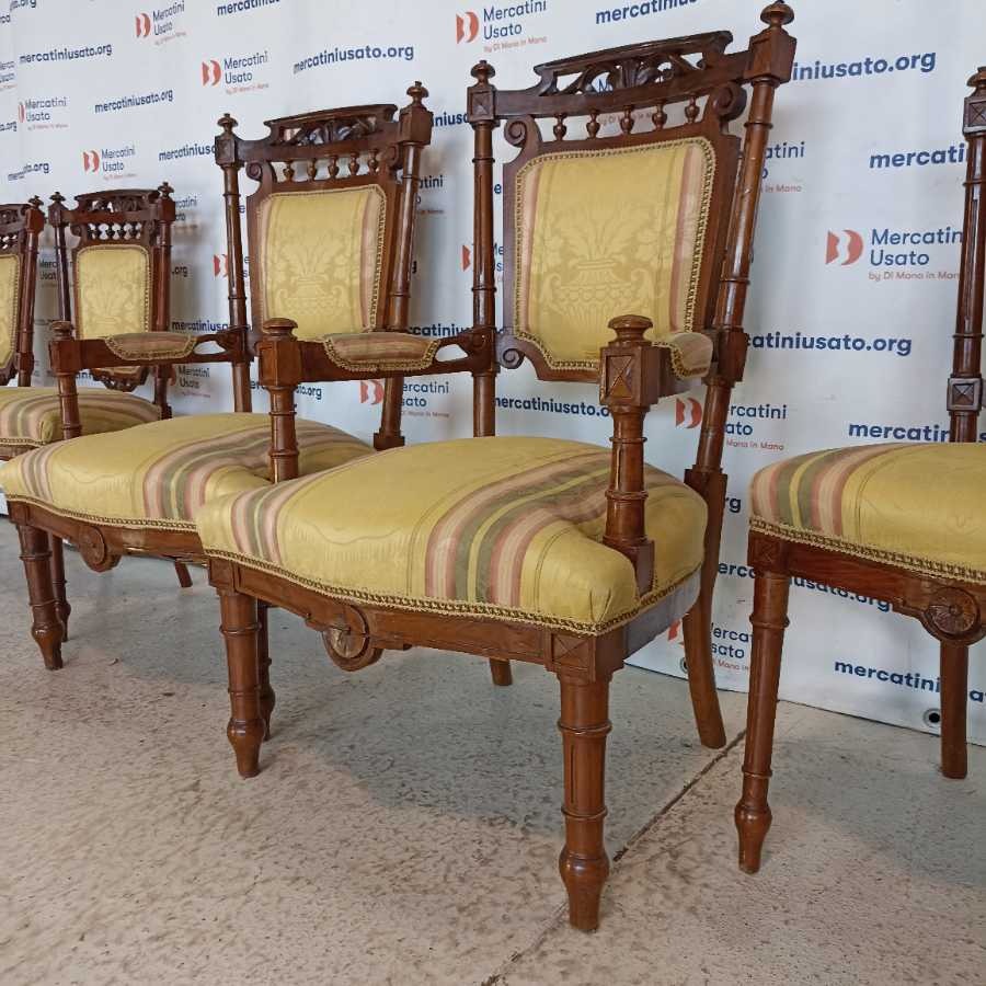 Set 4 Sedie e 2 poltrone antiche fine 800 - immagine 7