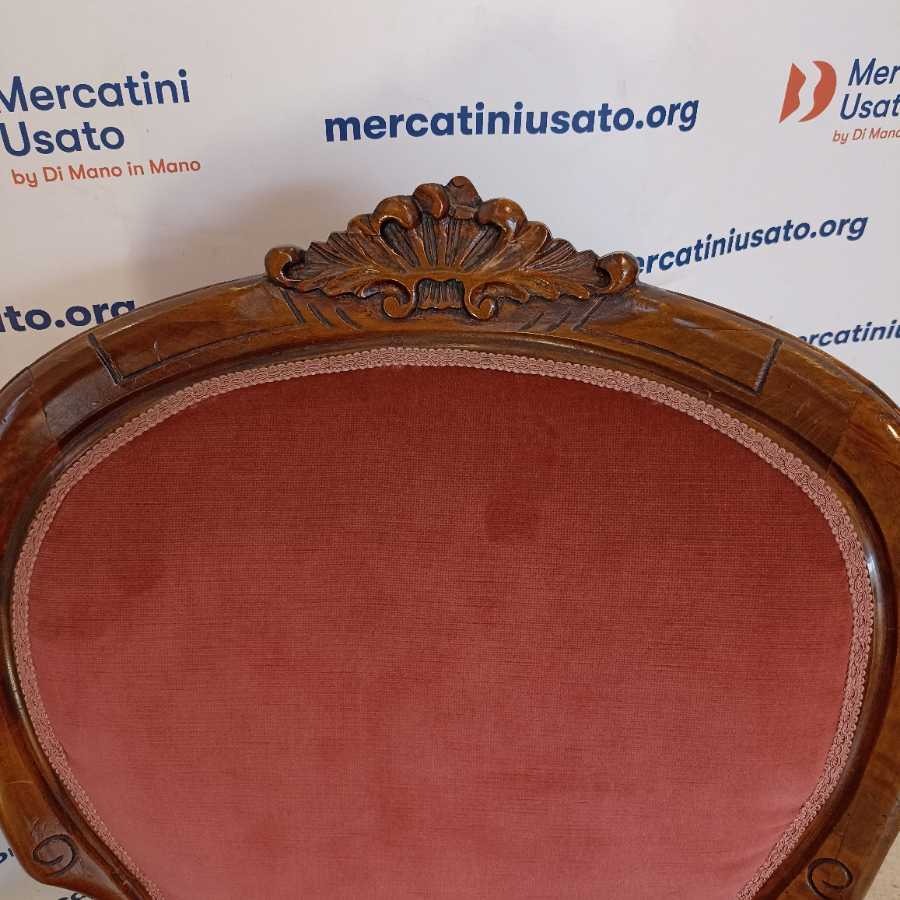 Coppia Poltroncine Vintage Legno e Velluto - immagine 5