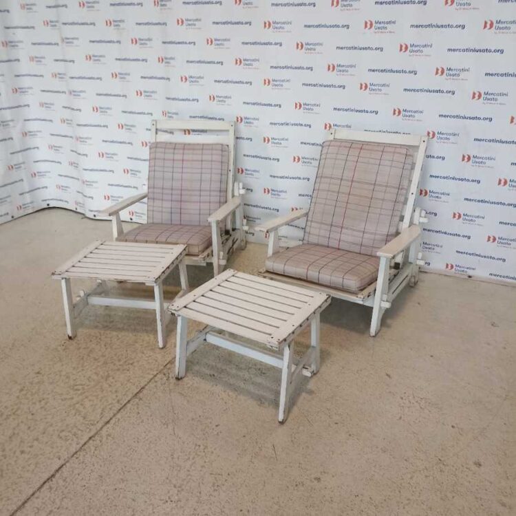 Coppia Sedie da Giardino laccate anni 70 con tavolini
