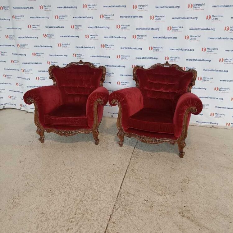 Coppia di Poltrone stile Barocco in velluto