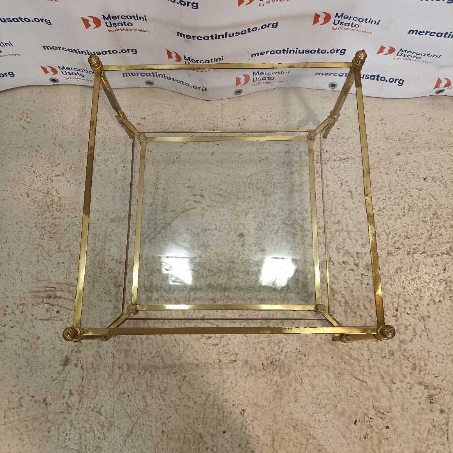 Tavolino da salotto in ottone quadrato - immagine 4