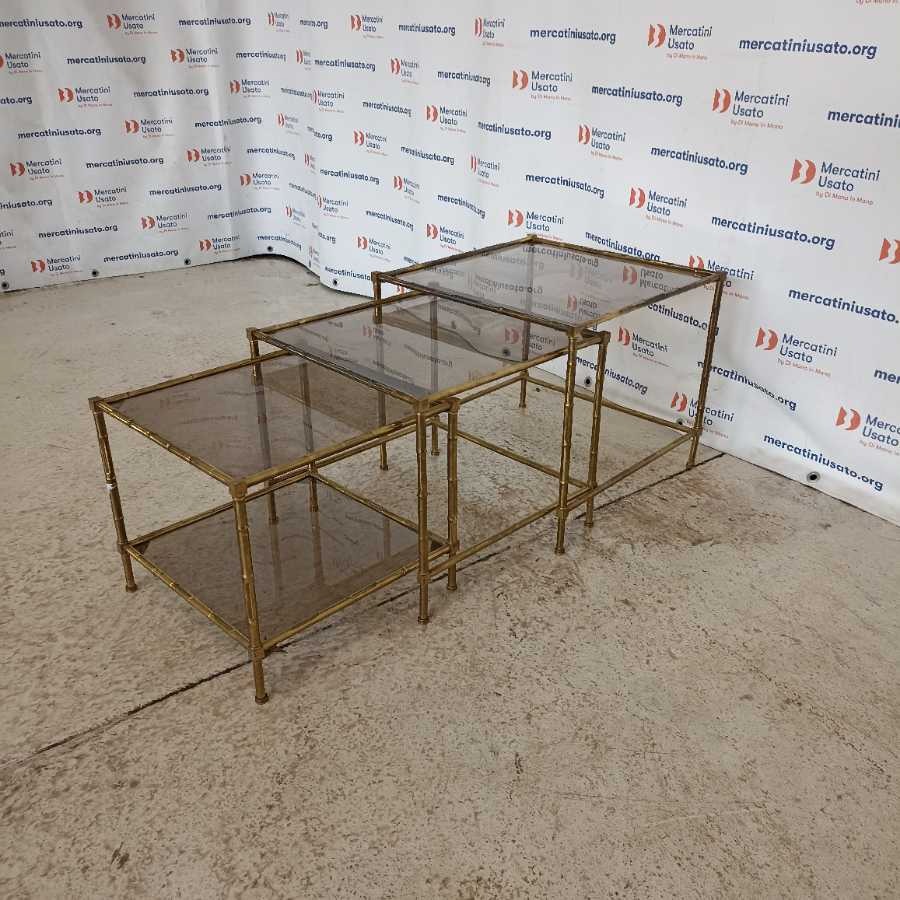Tris Tavolini in ottone Vintage anni 70 - immagine 3