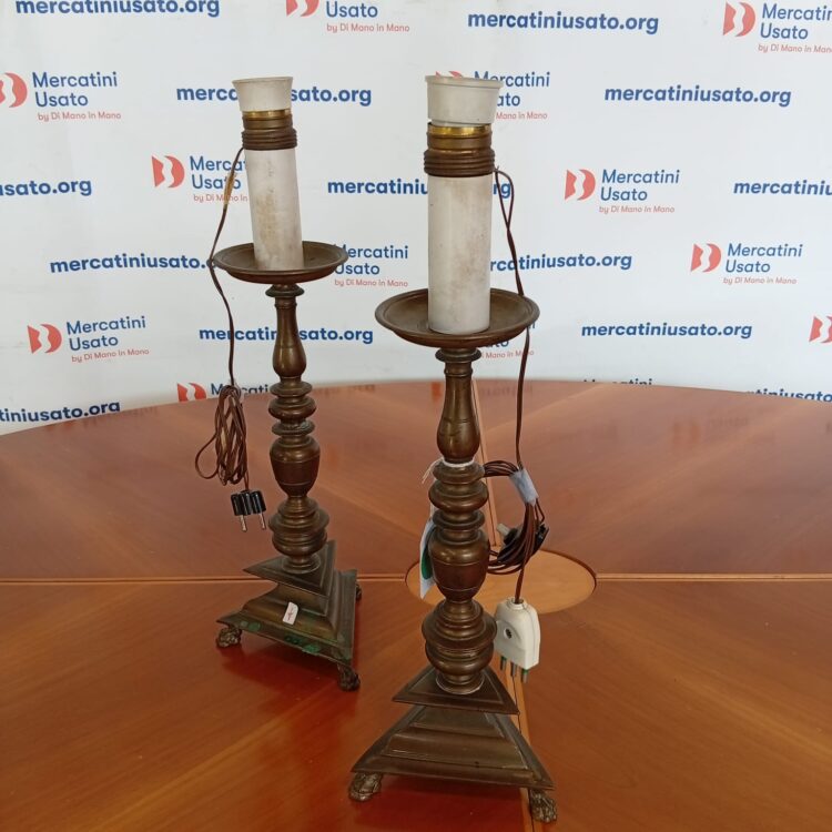 Coppia Di Candelabri In Bronzo Fine ‘800 Primi ‘900