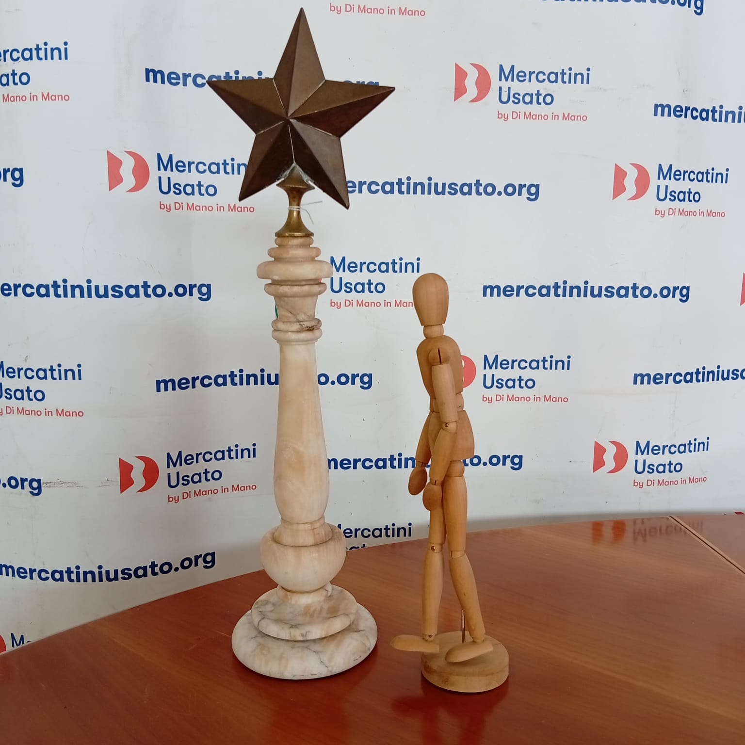Stella In Bronzo Su Piedistallo In Alabastro - immagine 2