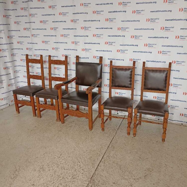 Trono con 4 Sedie in stile metà 900